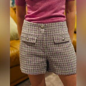 LOFT Purple Tweed High Waist Shorts Size 2 NEW NWT Preppy Old Money